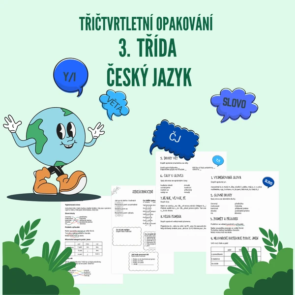 Třičtvrtletní opakování z českého jazyka pro 3. třídu + sebehodnocení