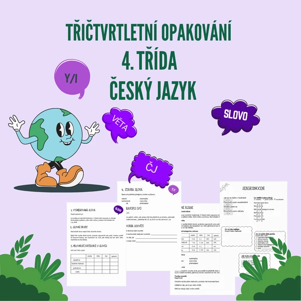 Třičtvrtletní opakování z českého jazyka pro 4. třídu + sebehodnocení