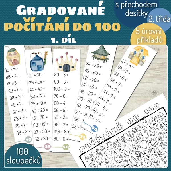 Gradované počítání do 100 s přechodem desítky - 1. díl
