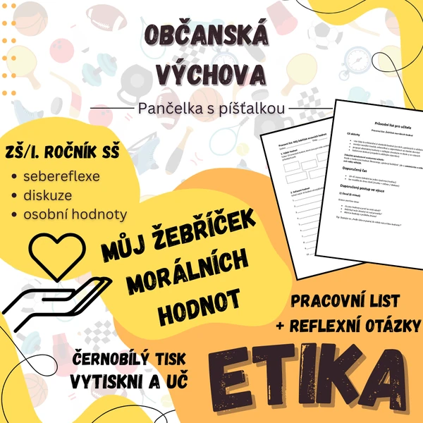 Můj žebříček morálních hodnot - pracovní list