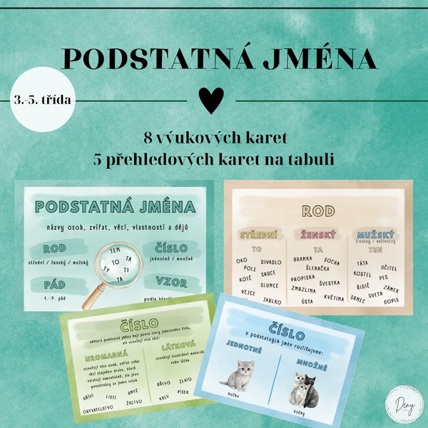 Podstatná jména - výukové karty
