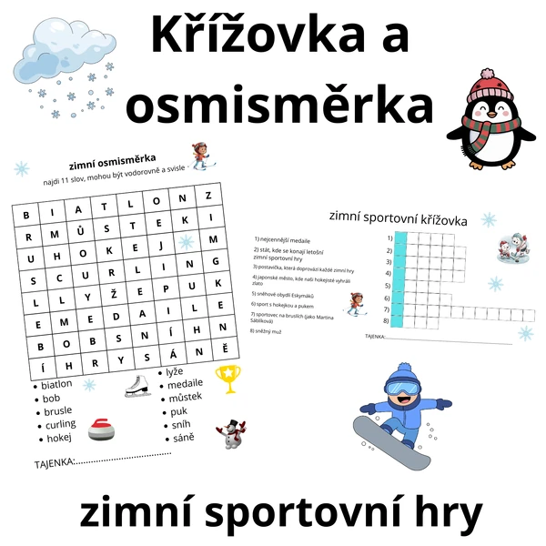 Zimní sportovní balíček - křížovka a osmisměrka