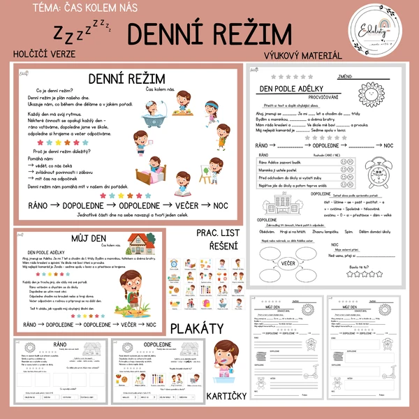Denní režim – výukový materiál (holčičí verze)