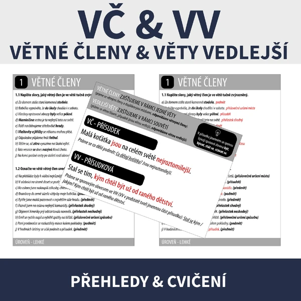 VĚTNÉ ČLENY A VĚTY VEDLEJŠÍ (VČ, VV)