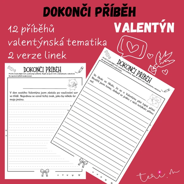 VALENTÝN - DOKONČI PŘÍBĚH – tvůrčí psaní pro 1. stupeň