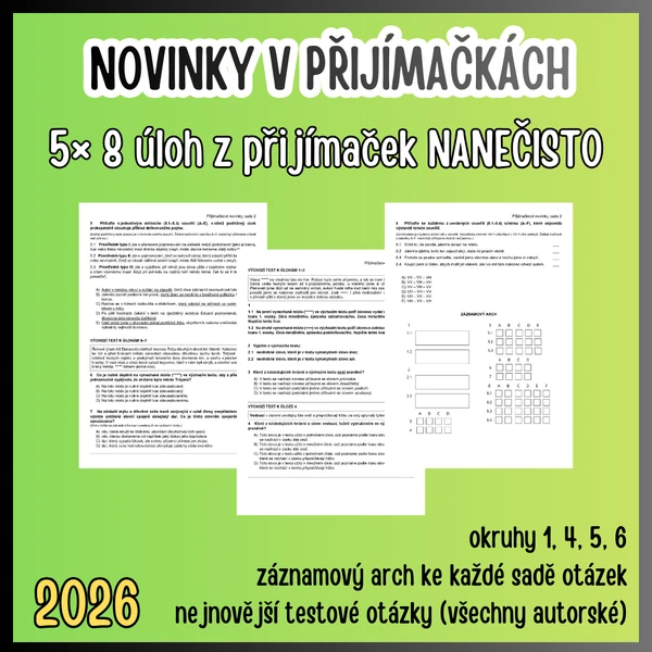 ČJL Novinky v přijímačkách nanečisto 2026