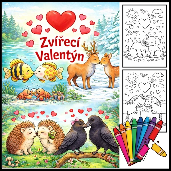 VALENTÝNSKÉ ZVÍŘECÍ OMALOVÁNKY + PSANÍ