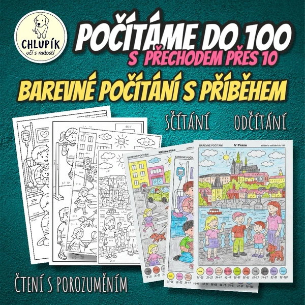BAREVNÉ POČÍTÁNÍ S PŘÍBĚHEM - počty do 100