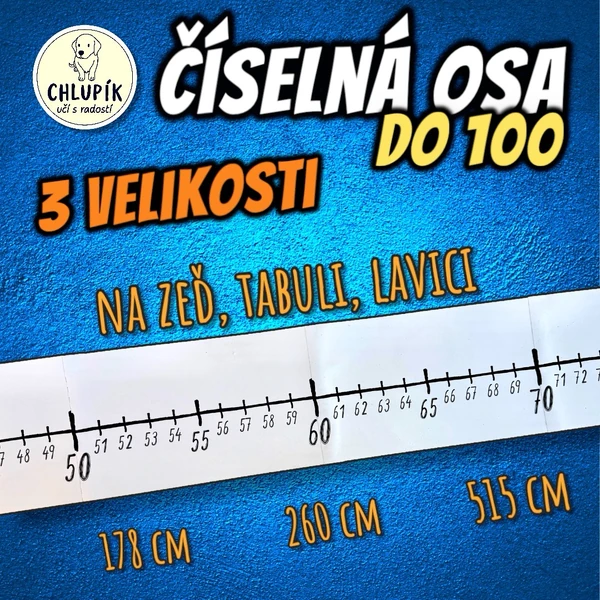 Číselná osa do 100 - tři velikosti