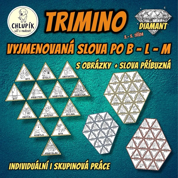 TRIMINO S OBRÁZKY - vyjmenovaná a příbuzná slova po B L M