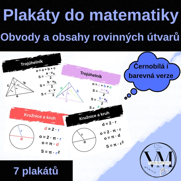 Plakáty do matematiky - obvody a obsahy rovinných obrazců