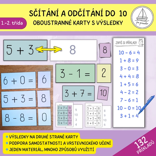 Počítáme do 10 - oboustranné karty s výsledky (132 ks)