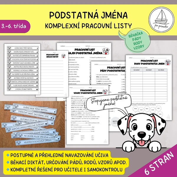 Podstatná jména – komplexní procvičování s dalmatinem