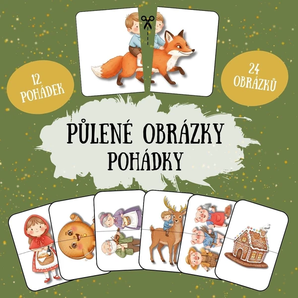 Pohádky - půlené obrázky (24 karet)