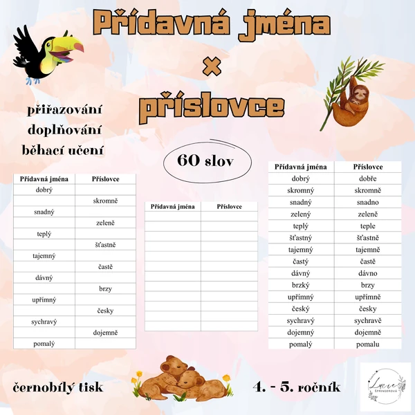 Přídavná jména x příslovce