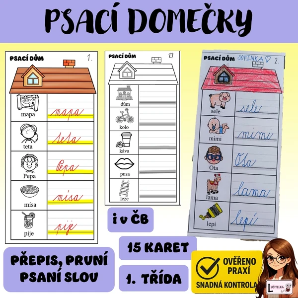 Psací domečky 1 - přepis slov