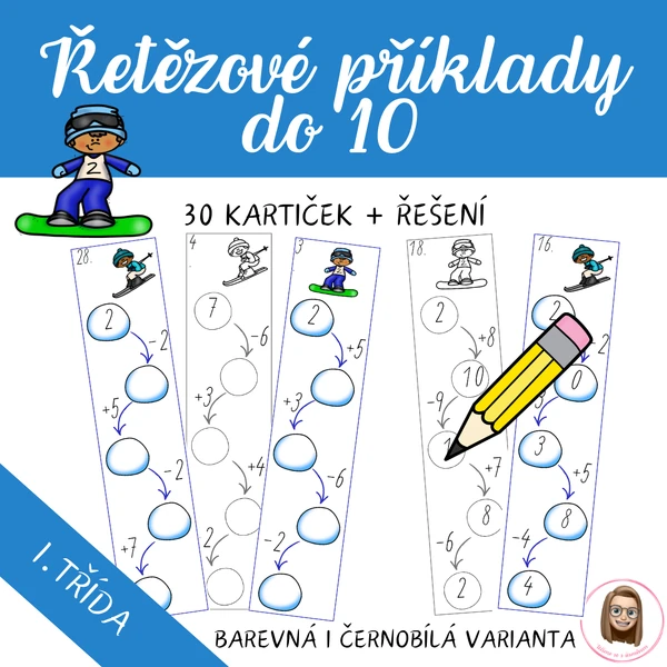 ZIMNÍ SPORTY - řetězové příklady do 10