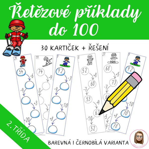 ZIMNÍ SPORTY - řetězové příklady do 100