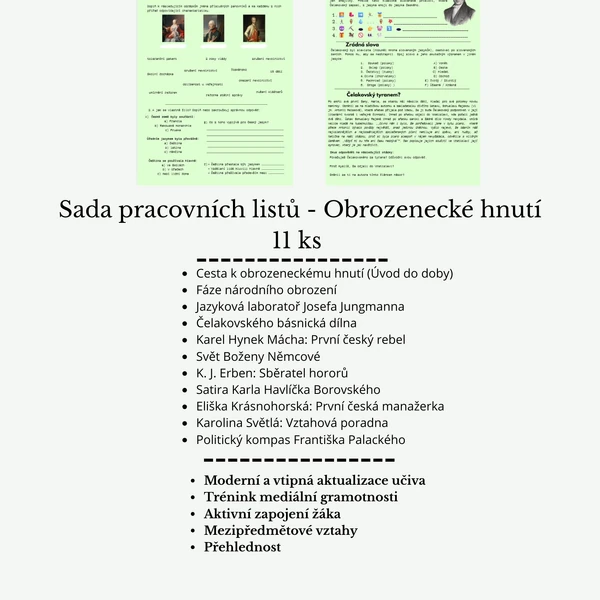 Sada pracovních listů k obrozeneckému hnutí 