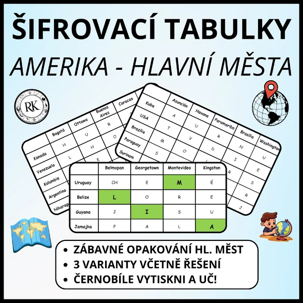 Hlavní města států Ameriky - Šifry