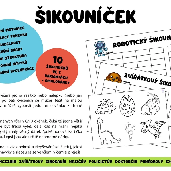 Šikovníček - motivační pracovní list 