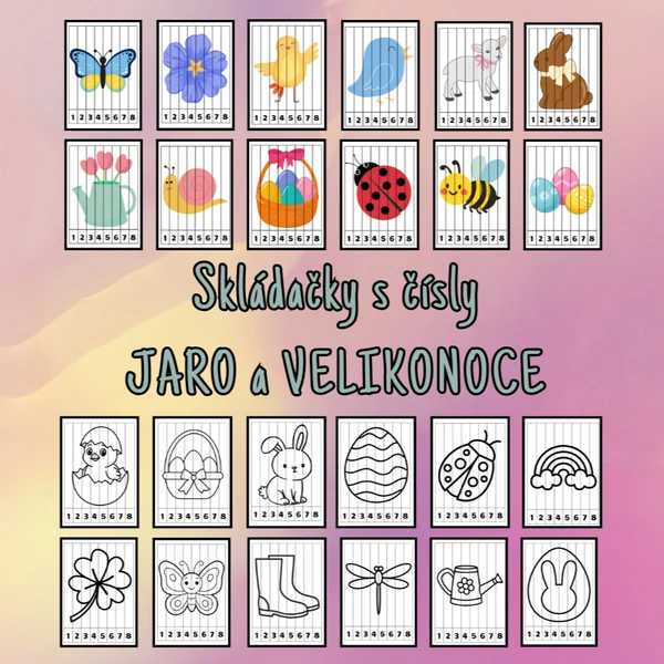 Skládačky s čísly VELIKONOCE a JARO