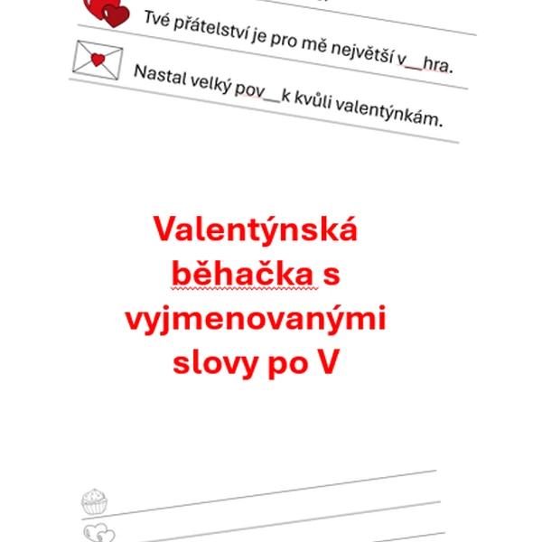 Valentýnská běhačka s vyjmenovanými slovy po V