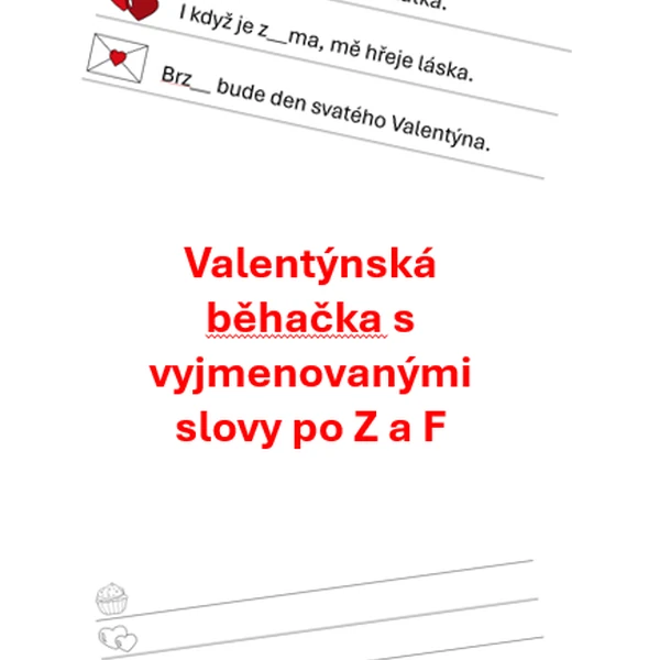Valentýnská běhačka s vyjmenovanými slovy po Z a F