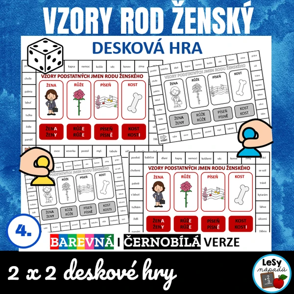 Vzory podstatných jmen - ženský rod, desková hra
