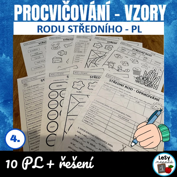 Procvičování - vzory rodu středního, PL