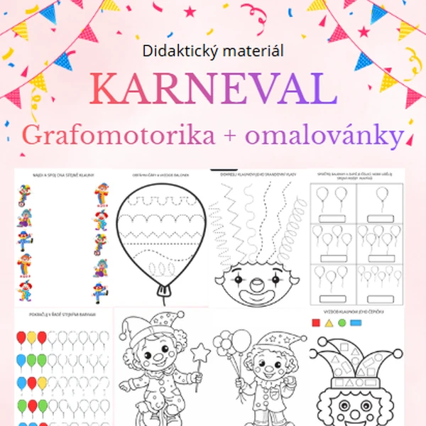 Karneval - grafomotorika + omalovánky 