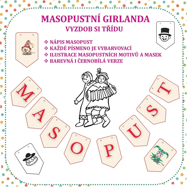 MASOPUST - girlanda - vyzdob si třídu