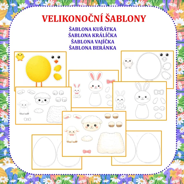 VELIKONOČNÍ TVOŘENÍ – ŠABLONY ZVÍŘÁTEK A VAJÍČEK