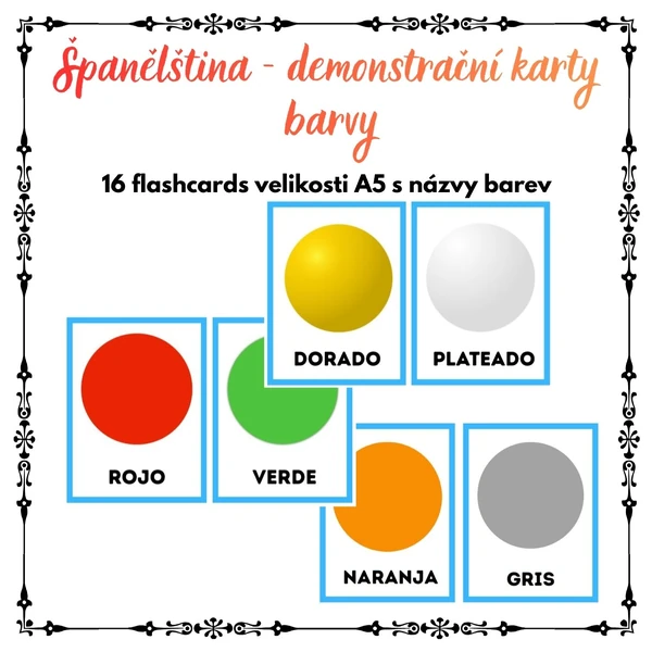 Španělština: demonstrační karty - barvy