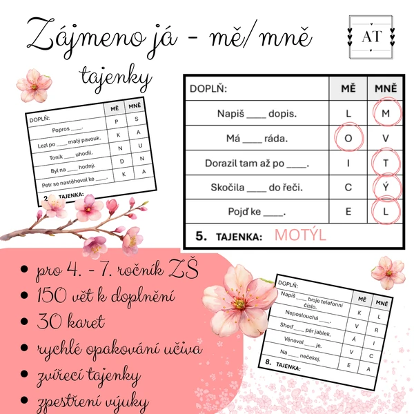 Zájmeno JÁ - mě/mně - tajenky