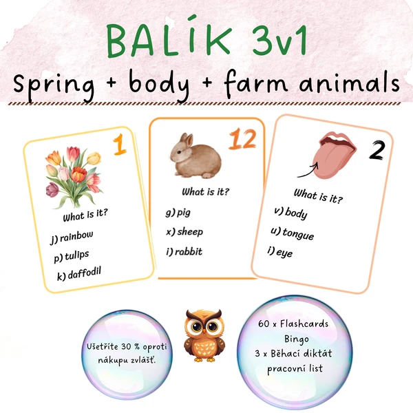 JARNÍ MIX (3 v 1): Spring + Farm Animals + My Body