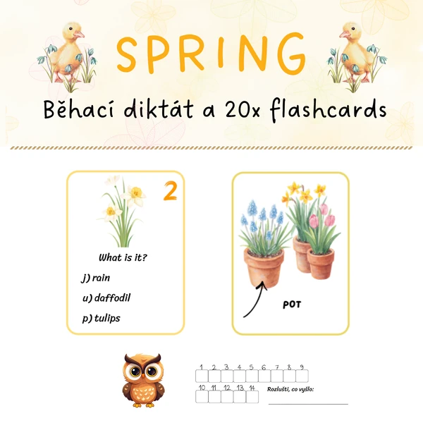 Spring set - běhací diktát a 20 x flashcards 