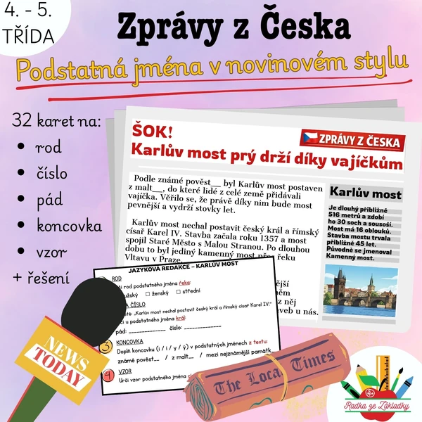 ZPRÁVY Z ČESKA: Podstatná jména (pád, číslo, rod, vzor, koncovka)