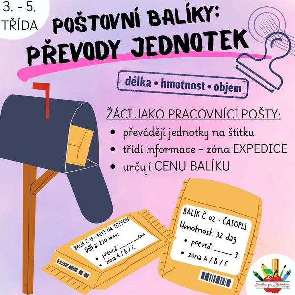 Poštovní balíky: Převody jednotek (délka • hmotnost • objem)
