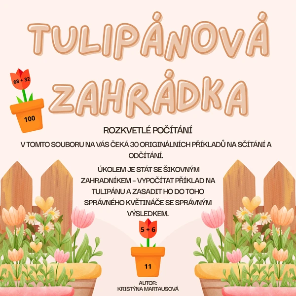 Tulipánová zahrádka - Rozkvetlé počítání pro 1. a 2. třídu