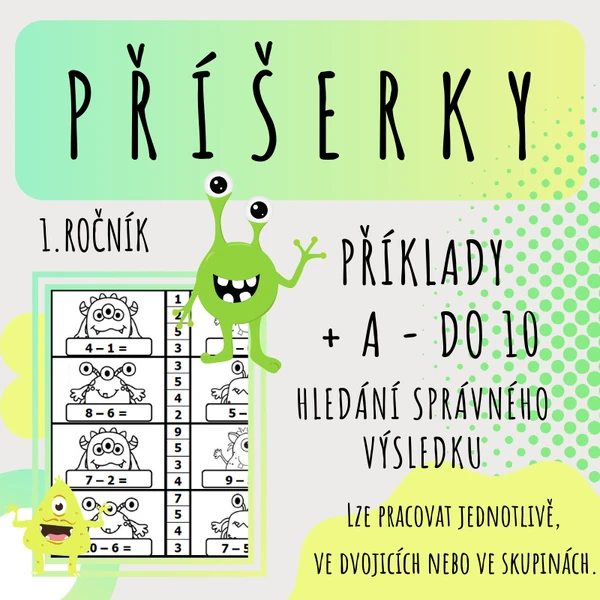 PŘÍŠERKY - sčítání a odčítání do 10
