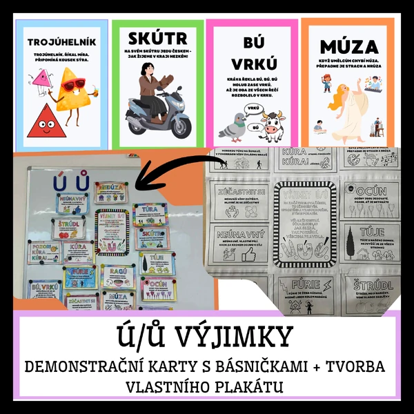 Ú/Ů - VÝJIMKY, TVORBA PLAKÁTU A DEMONSTRAČNÍ KARTY S BÁSNIČKAMI
