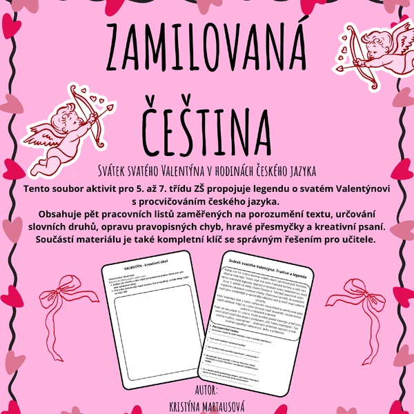 Zamilovaná čeština - Porozumění textu, pracovní listy, slovní druhy