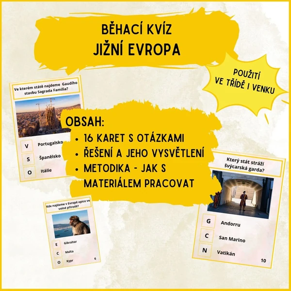 Jižní Evropa - běhací kvíz
