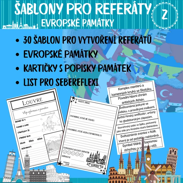 Evropské památky - šablony na referát