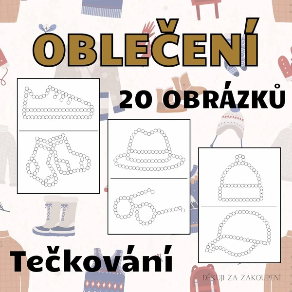 OBLEČENÍ - tečkování - 20 obrázků
