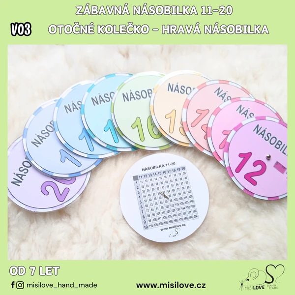 OTOČNÉ KOLEČKO - NÁSOBILKA HRAVOU FORMOU (NÁSOBKY 11-20)