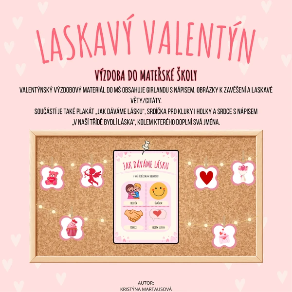 Valentýnská výzdoba do MŠ - Plakátky, girlanda s nápisem, obrázky