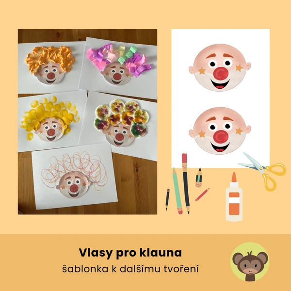 Vlasy pro klauna - šablonka na tvoření 