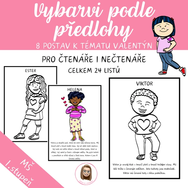 VALENTÝN - vybarvi podle zadání